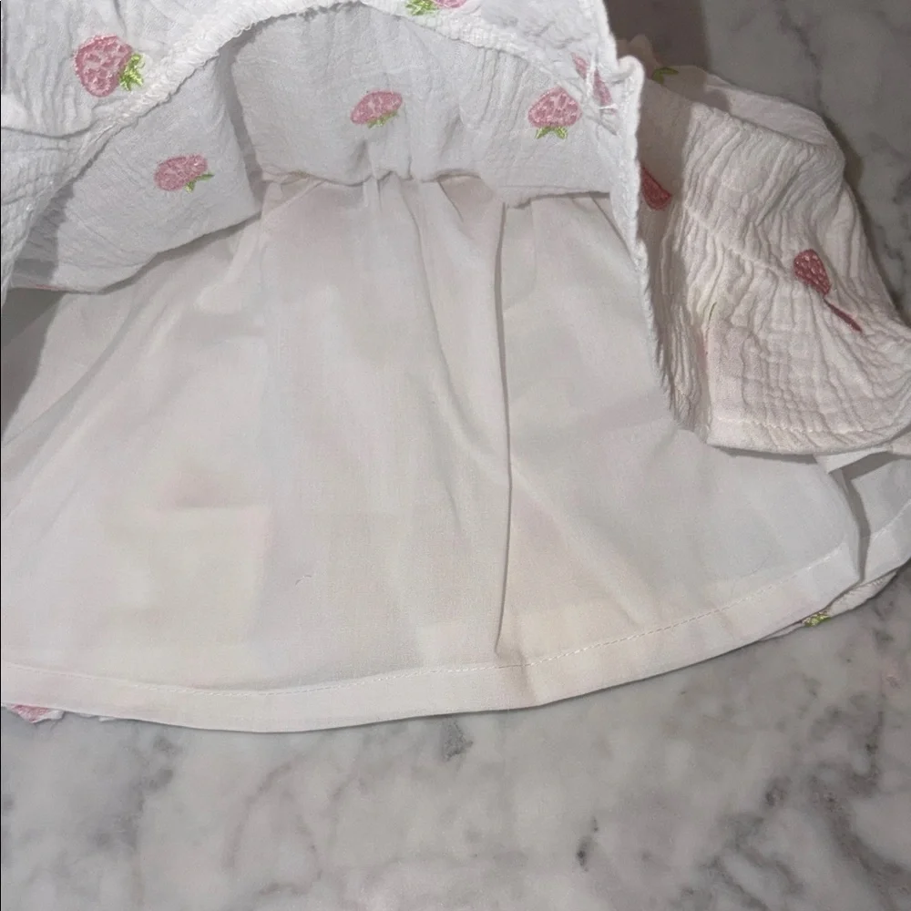 NWT Nicole Miller White & Pink Strawberry Embroidered Set 4T